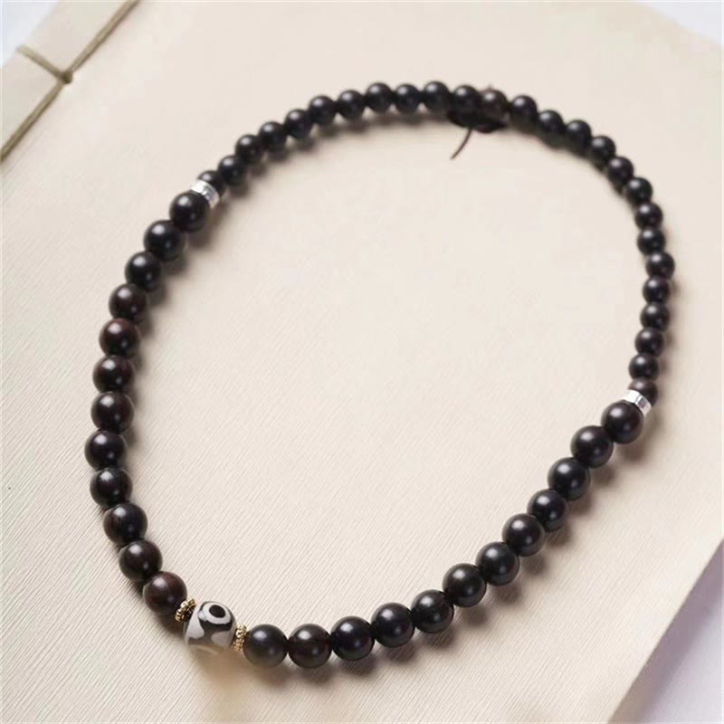 Fortune Jewel Tibet Ebony Wood Dzi Bead Balance Double Wrap Bracelet