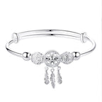 Fortune Jewel Tibetan White Copper Blessing Dream Catcher Charm Bracelet