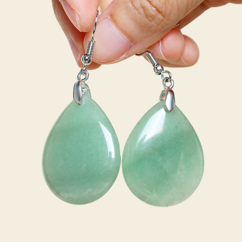 Fortune Jewel Natural Aventurine Dangle Healing Drop Earrings