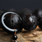 Fortune Jewel Ebony Wood Chinese Character Yin Yang Engraved Gourd Balance Bracelet Fortune Jewel