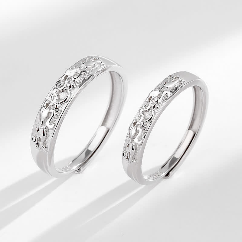 Fortune Jewel 925 Sterling Silver PiXiu Balance Adjustable Couple Ring