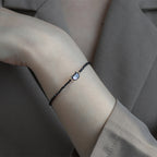Fortune Jewel 14K Gold Plated Black Spinel White Crystal Cute Cat Tridacna Stone Healing Bracelet
