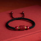 Fortune Jewel Tibet Cinnabar Om Mani Padme Hum Engraved Blessing Braided Bracelet