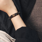 Fortune Jewel Ebony Wood Copper Peace Balance Couple Bracelet