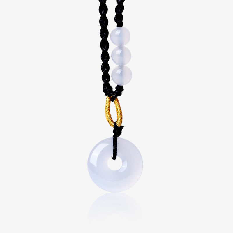 Fortune Jewel Strawberry Quartz Chalcedony Peace Buckle Healing Necklace Pendant