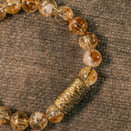 Fortune Jewel Natural Citrine Crystal Brass Bead Protection Bracelet