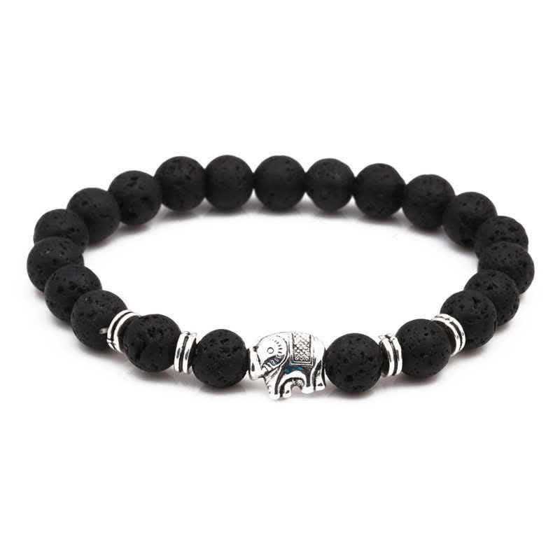 Fortune Jewel Lava Rock Tiger Eye Stone Elephant Diffuser Peace Healing Bracelet