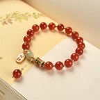 Fortune Jewel Natural Red Agate Jade Confidence Fortune Blessing Charm Bracelet