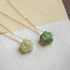 Fortune Jewel Dainty Hetian Jade Cyan Jade Luck Floral Charm Necklace Pendant
