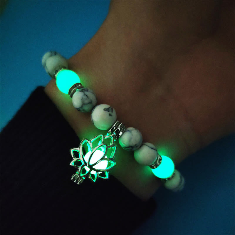 Fortune Jewel Tibetan Turquoise Glowstone Luminous Bead Lotus Protection Bracelet