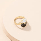Yin Yang Symbol Adjustable Blessing Couple Ring Fortune Jewel