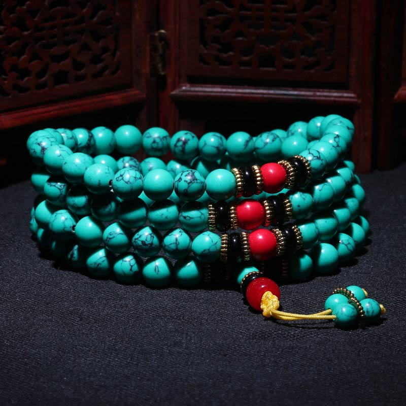 Fortune Jewel Tibetan Turquoise Healing Mala Bracelet
