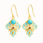 Fortune Jewel Copper Enamel Turquoise Positive Drop Earrings