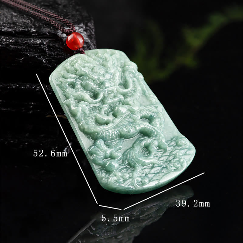 Buddha Stones Natural Jade Chinese Zodiac Dragon Sea Luck String Necklace Pendant Fortune Jewel