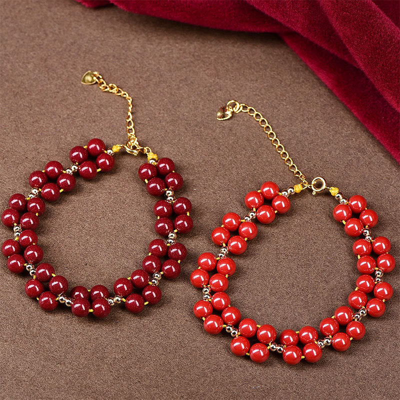 Fortune Jewel Natural Cinnabar Beaded Blessing Bracelet