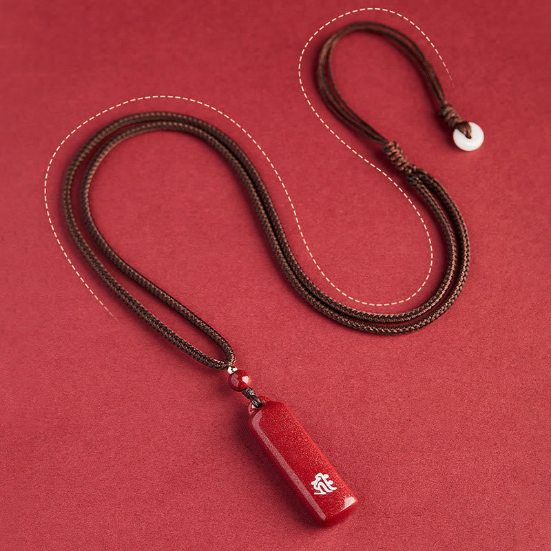 Fortune Jewel Chinese Zodiac Natal Buddha Cinnabar Amulet Protection String Necklace Pendant