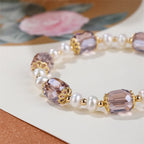 Fortune Jewel Natural Amethyst Pearl Peace Healing Chain Bracelet