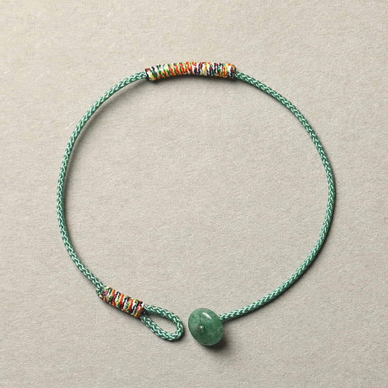 Fortune Jewel Tibetan Handmade Green Aventurine Luck Protection Braided Rope Bracelet