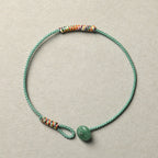 Fortune Jewel Tibetan Handmade Green Aventurine Luck Protection Braided Rope Bracelet