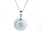 Fortune Jewel 925 Sterling Silver Peace Buckle Jade Coin Luck Necklace Pendant