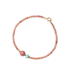 Fortune Jewel 14K Gold Plated Natural Rhodonite Loving Energy Chain Bracelet