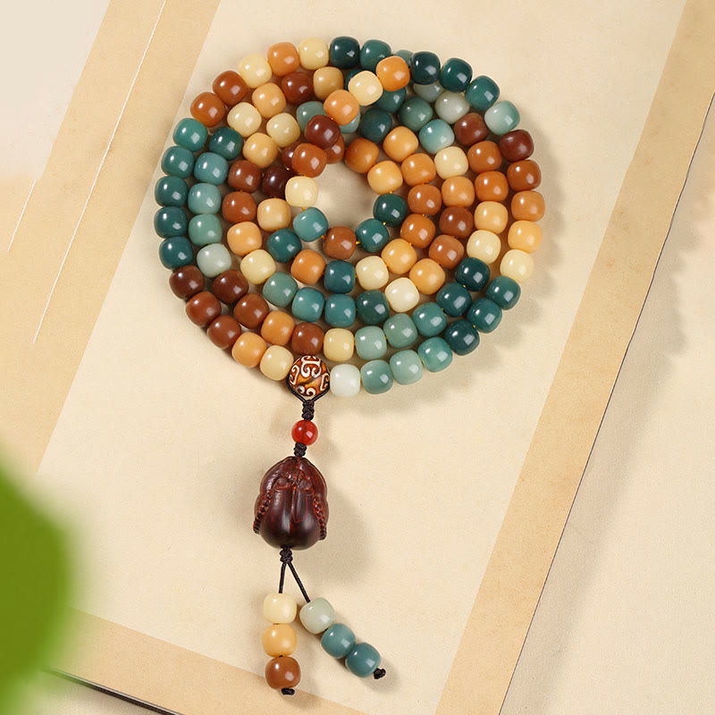 Fortune Jewel Natural Bodhi Seed Lotus Dzi Bead Peace Harmony Charm Bracelet Fortune Jewel