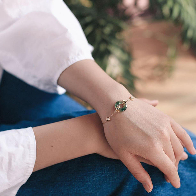 Fortune Jewel Cyan Jade Koi Fish Healing Harmony Bracelet