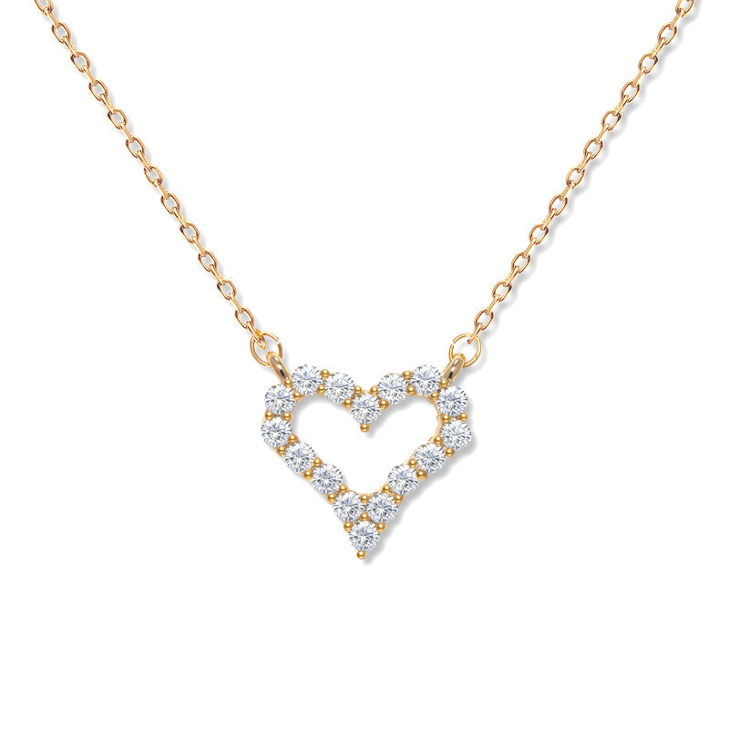 925 Sterling Silver Heart Necklace – White Gold Color Love Heart Collarbone Chain, Gift for Girlfriend & Best Friend