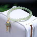 Fortune Jewel 925 Sterling Silver Hetian Jade Beaded Wealth Charm Bracelet