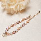 Fortune Jewel 18K Gold Plated Pearl Elephant Zircon Charm Sincerity Bracelet