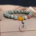 Fortune Jewel Natural Jade Strawberry Quartz Bead Peace Buckle Prosperity Bracelet