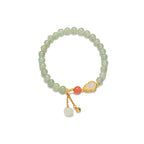 Fortune Jewel 925 Sterling Silver Hetian Jade Gourd Lotus Abundance Luck Bracelet