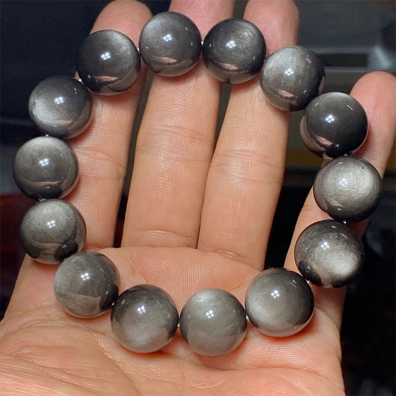 Fortune Jewel Natural Silver Sheen Obsidian Soothing Protection Bracelet
