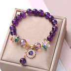 Fortune Jewel Natural Amethyst Zircon Sun Healing Spiritual Charm Bracelet