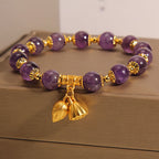 Fortune Jewel Natural Amethyst Lotus Healing Spiritual Bracelet