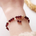 Fortune Jewel 14K Gold Plated Alloy Natural Garnet Calm Bracelet
