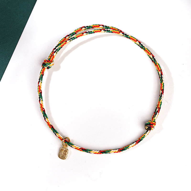 Fortune Jewel Auspicious Fu Character Peace And Joy Luck Handmade Multicolored Child Adult Bracelet