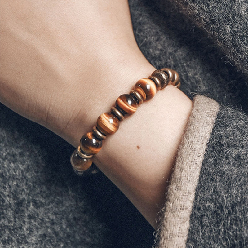 Fortune Jewel Tiger Eye Stone Copper Protection Bracelet