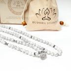 Fortune Jewel White Turquoise Lotus Mala Healing Bracelet
