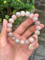 Soft Purple Floral Patterned Slightly Drunken Bodhi Bracelet 13mm