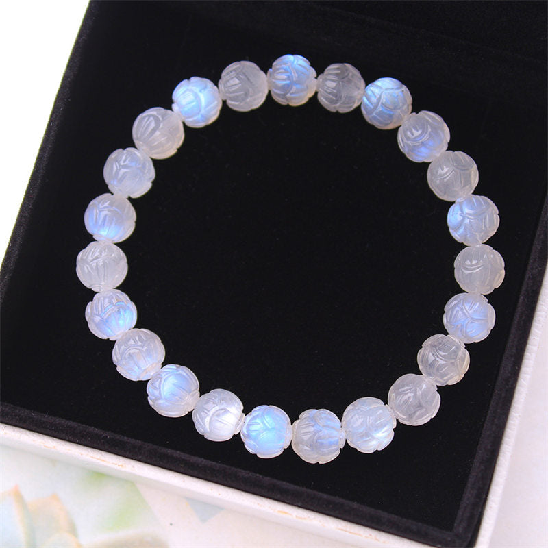 Fortune Jewel Natural Moonstone Lotus Love Bracelet