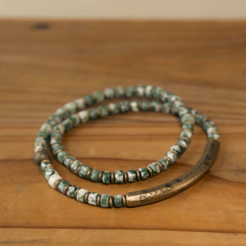 Fortune Jewel Sodalite Picture Jasper Green Point Stone Harmony Wisdom Bracelet
