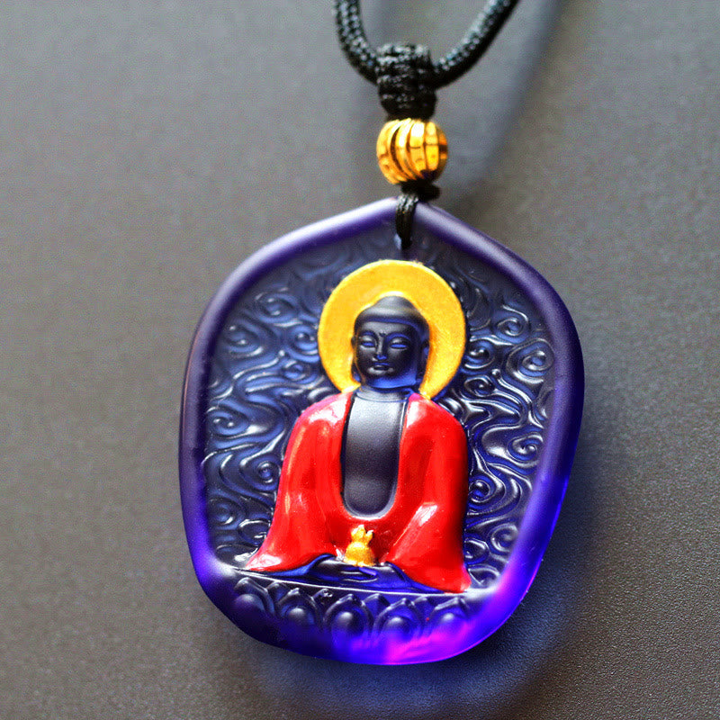 Fortune Jewel Tibet Medicine Buddha Liuli Crystal Compassion Necklace Pendant Fortune Jewel