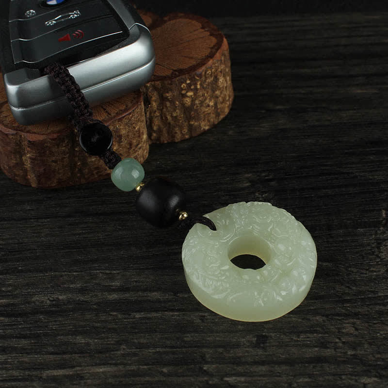 Fortune Jewel PiXiu Jade Peace Buckle Abundance Wealth Key Chain