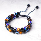 Fortune Jewel Evil Eye Hematite Tiger Eye Protection Beaded Bracelet