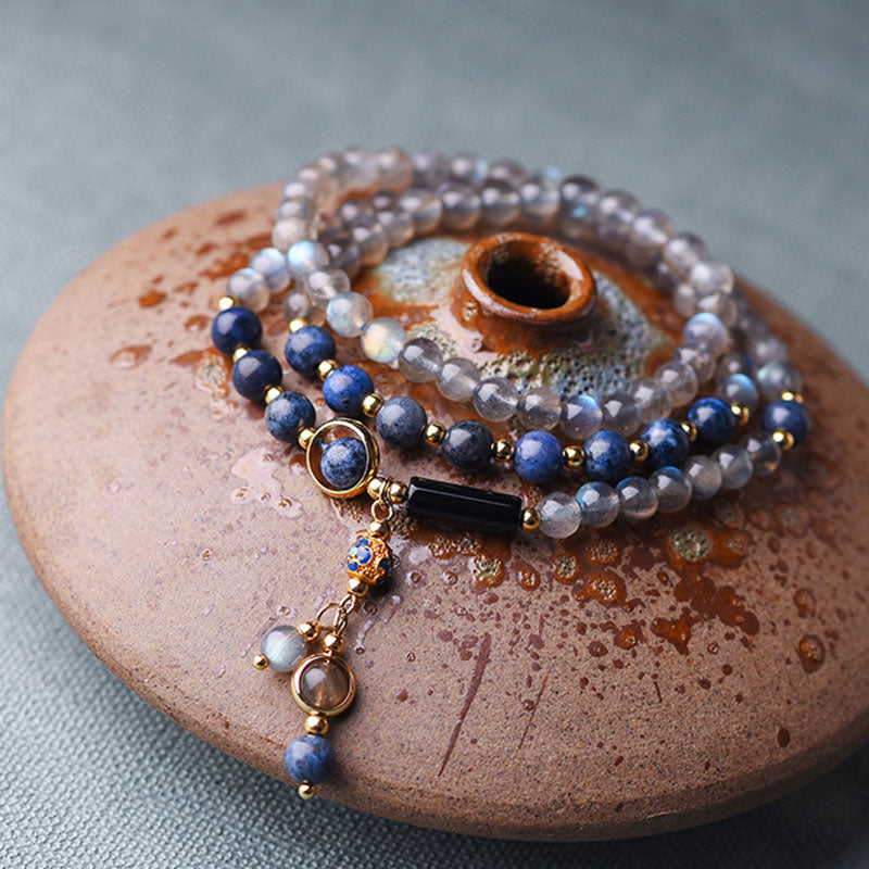 Fortune Jewel Moonstone Lazurite Calm Healing Positive Bracelet