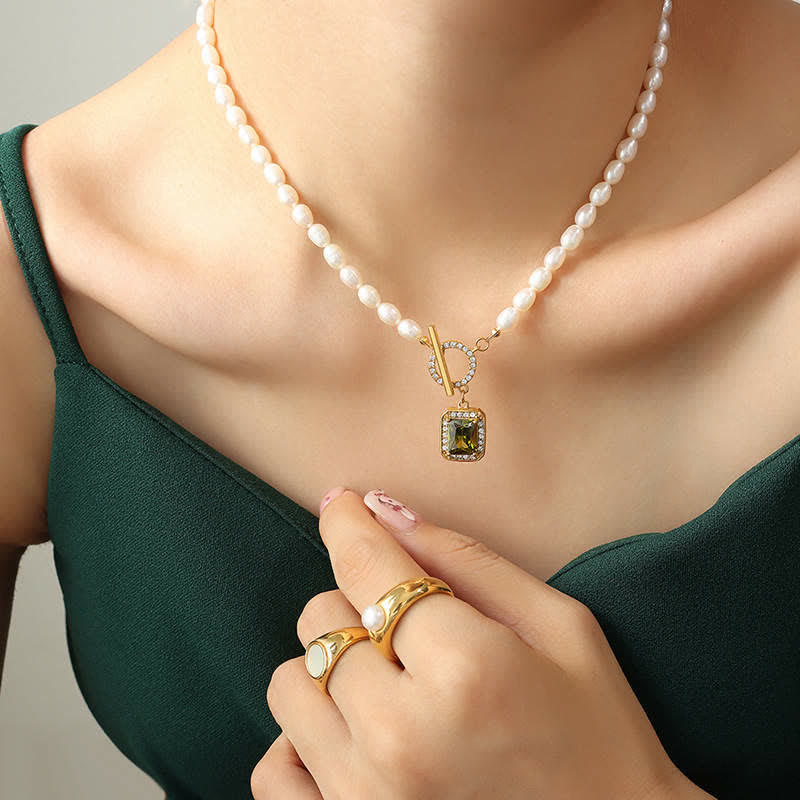 Fortune Jewel Pearl Zircon Wealth Charm Necklace Pendant