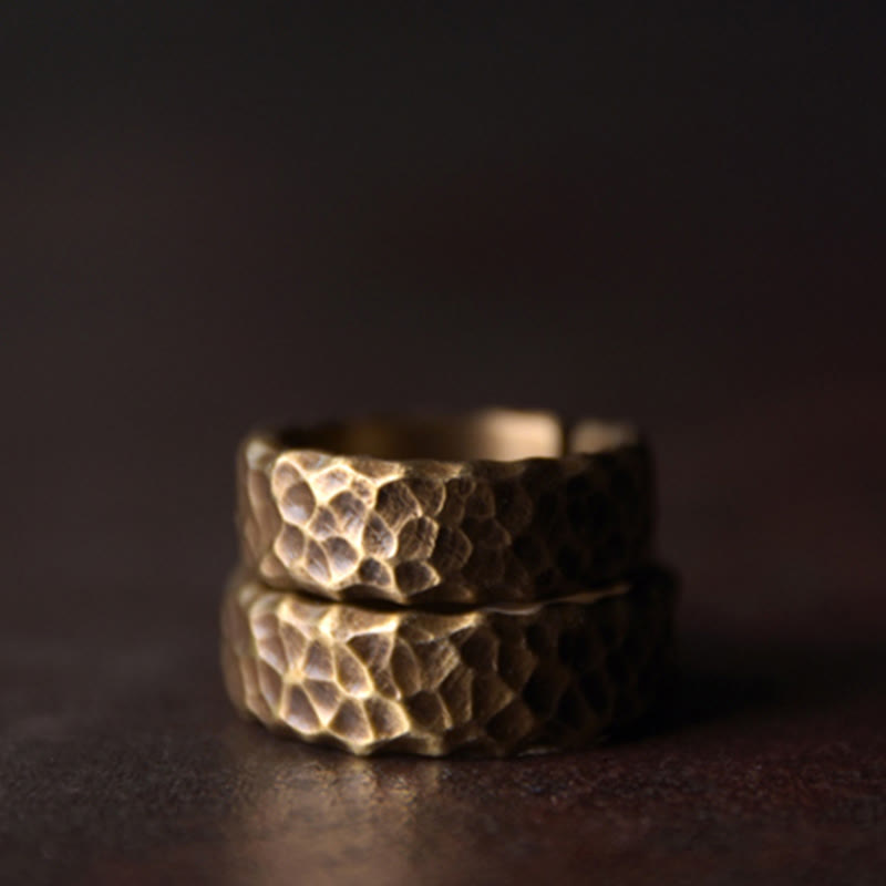 Fortune Jewel Tibetan Bump Texture Design Copper Brass Luck Ring