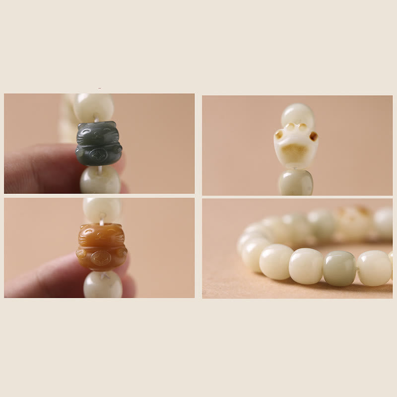 Fortune Jewel Lucky Cat Bodhi Seed Cat Paw Peace Bracelet