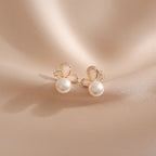 Fortune Jewel 18k Gold Plated Pearl Butterfly Love Freedom Stud Earrings